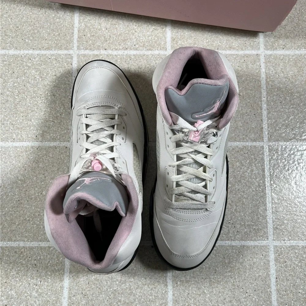 Air Jordan 5 Men's Retro White/Medium Pink-Black Size 11.5 HQ7978-102